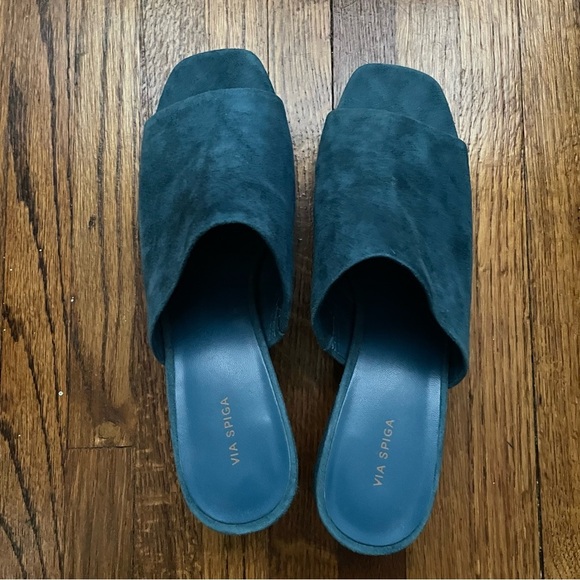 Via Spiga Porter Suede Peep Toe Mule - Picture 8 of 8